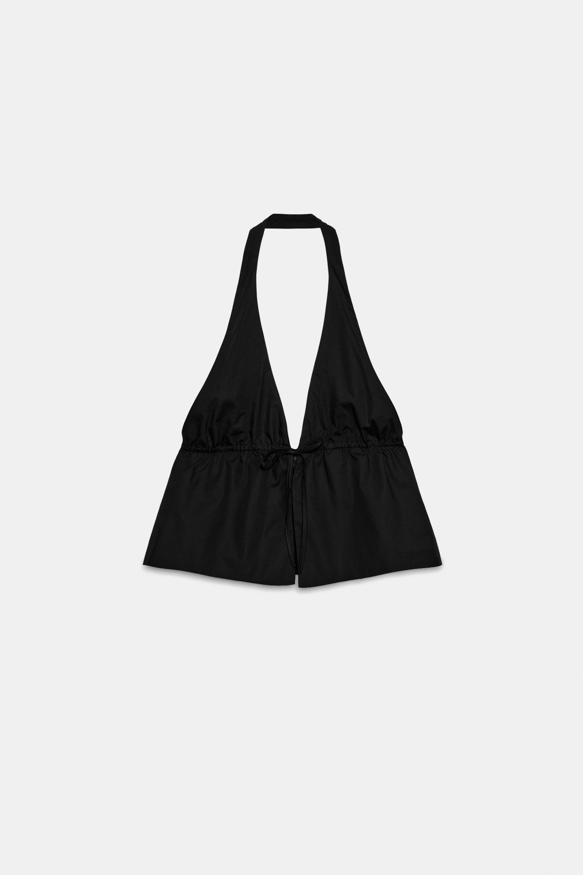 TOP HALTER POPELINE RAYURES